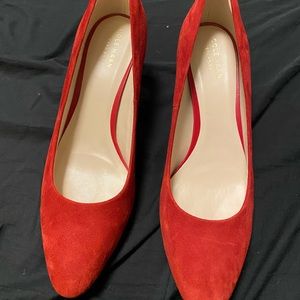 Red suede Cole Haag heels. Gently used.